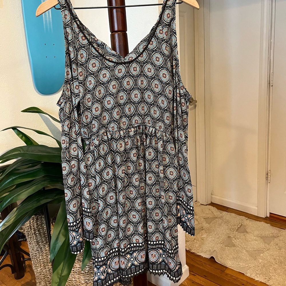 Bohemian Cold Shoulder Dress Sz Sm